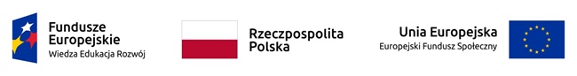 logotypy Funduszów Europejskiej, Rzeczpospolitej Polskiej i Unii Europejskiej